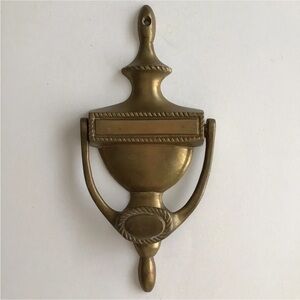 Brass Urn Style Door Knocker 8" x 3 3/4” Patina Cast Striker No Screws Vintage